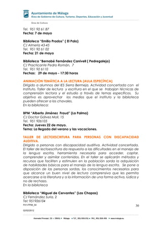 Agenda de Cultura del Ayuntamiento de Málaga - Mayo 2014