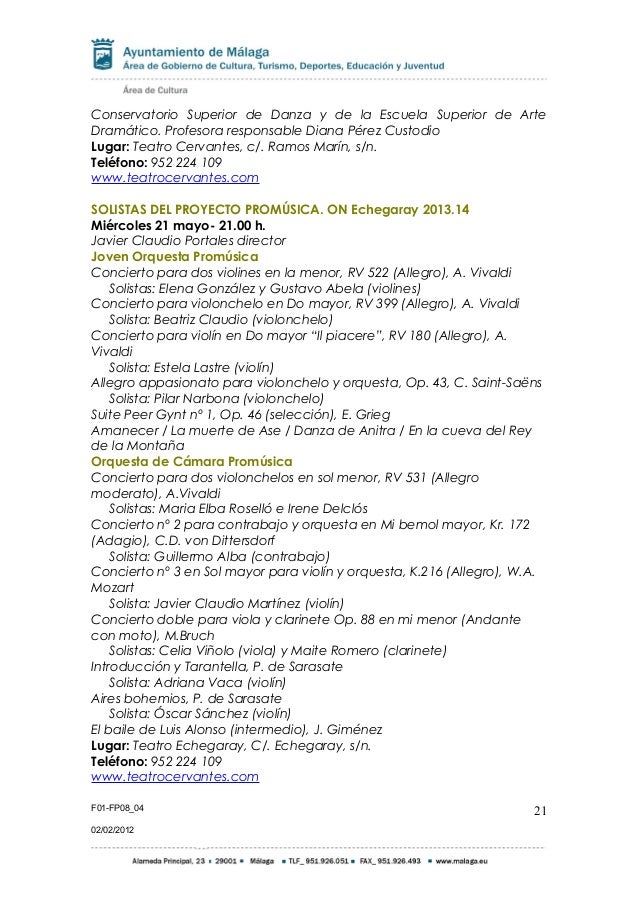 Agenda De Cultura Del Ayuntamiento De Malaga Mayo 2014