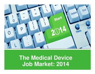 The Medical Device
Job Market: 2014

 