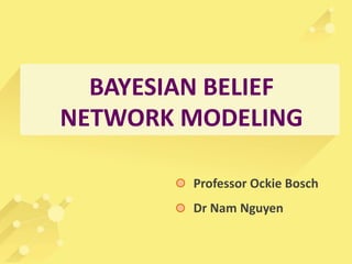 BAYESIAN BELIEF 
NETWORK MODELING 
Professor Ockie Bosch 
Dr Nam Nguyen 
 