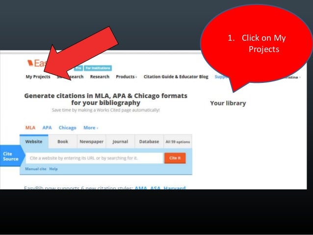 Easybib login username password