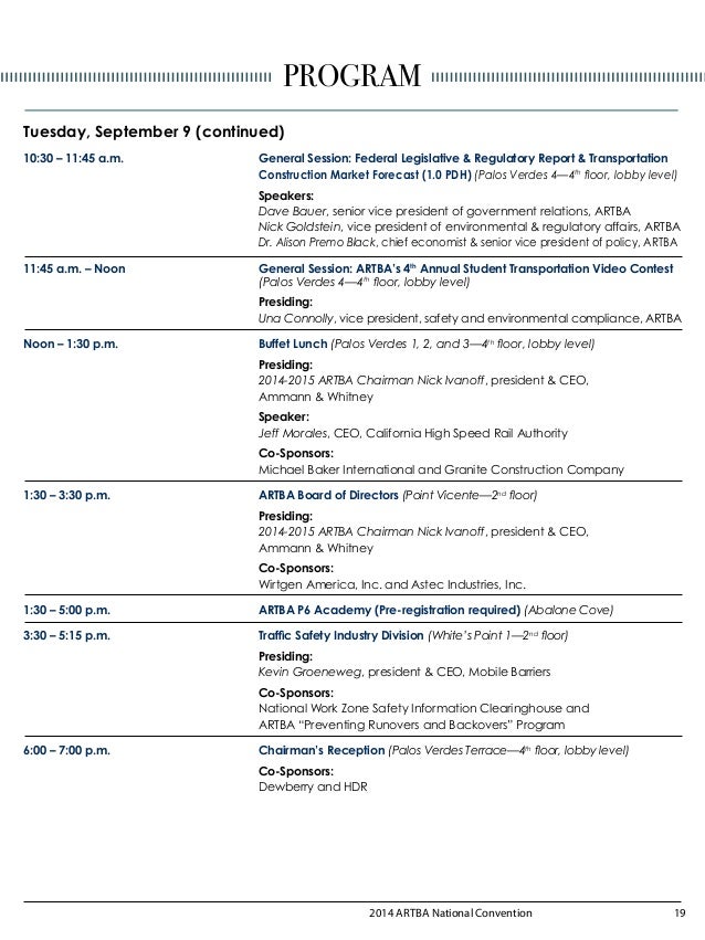 2014 National Convention Program Of Events