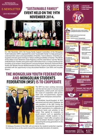 Mongolian Youth Federation E-Newsletter - November 2014 №2