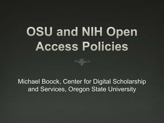 Michael Boock, Center for Digital Scholarship
and Services, Oregon State University
 