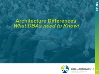 Architecture Differences
What DBAs need to Know!
 