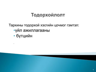 Тархины тодорхой хэсгийн цочмог гэмтэл:
•үйл ажиллагааны
• бүтцийн
.
4
 
