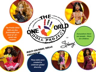 Everywhere there
are people - there
are children.
These dolls were
created to
celebrate global
diversity.
The Prettie Girls!
dolls are fun,
fashionable and
most of all –
great role
models!
 