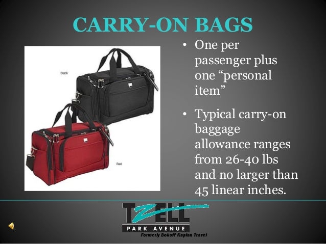 carry on and one personal item