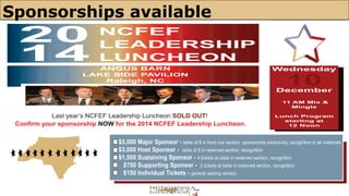 Sponsorships available 
 