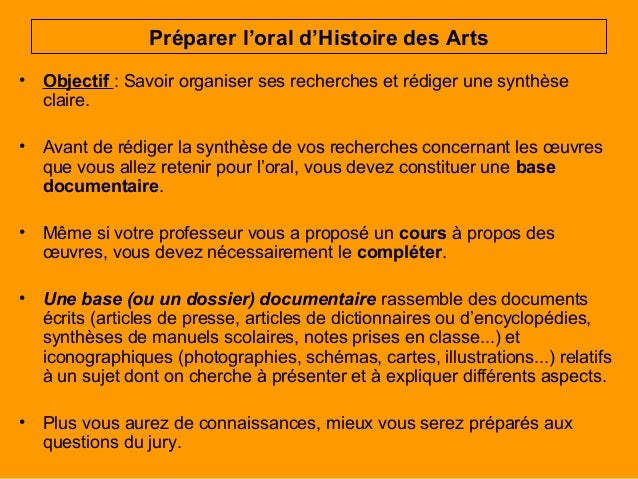 Oral - Histoire des Arts