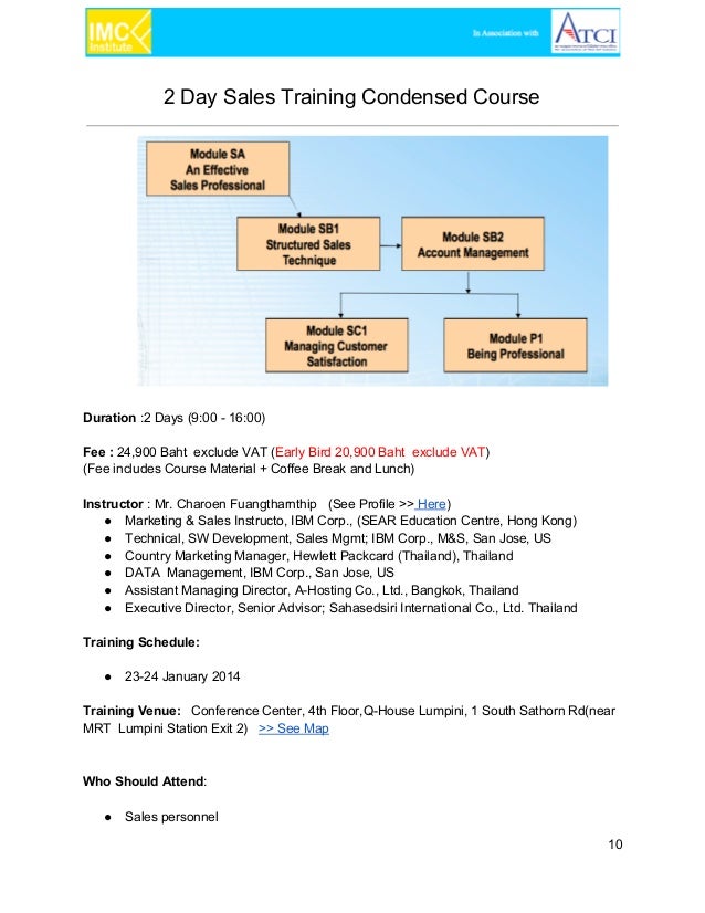 IMC Institute Training Courses Jan March 2014