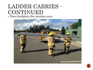  Three firefighter flat shoulder carry
 