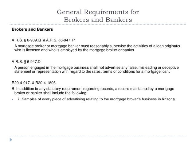 Az Mortgage Broker License Requirements