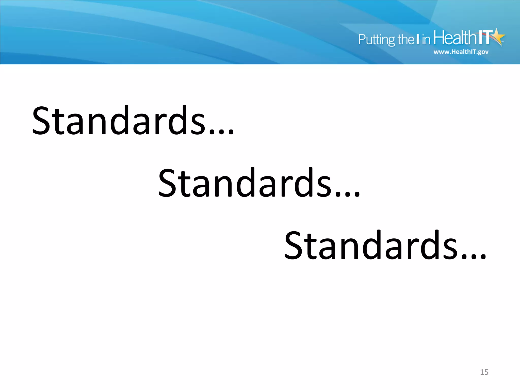 Standards…
      Standards…
            Standards…

                     15
 