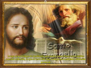 Luego de un tiempo de meditación personal, compartimos con sencillez
nuestra reflexión, lo que el texto ME dice a mi propia realidad y situación
personal.
 