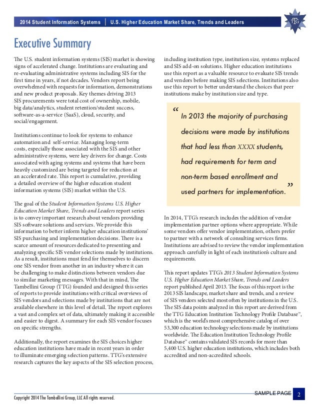 2014 Student Information Systems Market Trends Report Sample