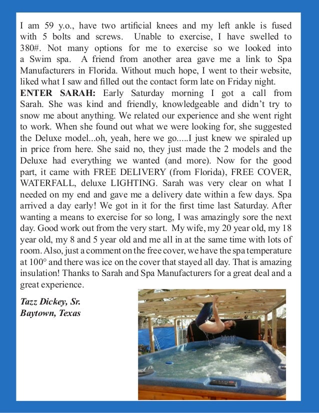 Swim Spa Manufacturers Inc Cleawater Fl / Tampa