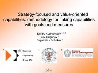 Strategy-focused and value-oriented
capabilities: methodology for linking capabilities
with goals and measures
Dmitry Kudryavtsev
Lev Grigoriev
Svyatoslav Bobrikov
2014
1. 2. 3.
1, 2, 3
1
1
 