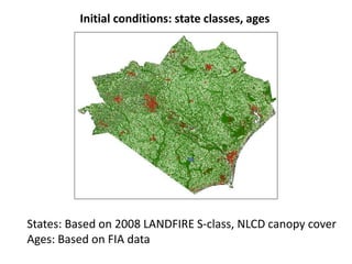 Initial conditions: state classes, ages 
States: Based on 2008 LANDFIRE S-class, NLCD canopy cover 
Ages: Based on FIA data 
 