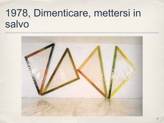 17
1978, Dimenticare, mettersi in
salvo
 