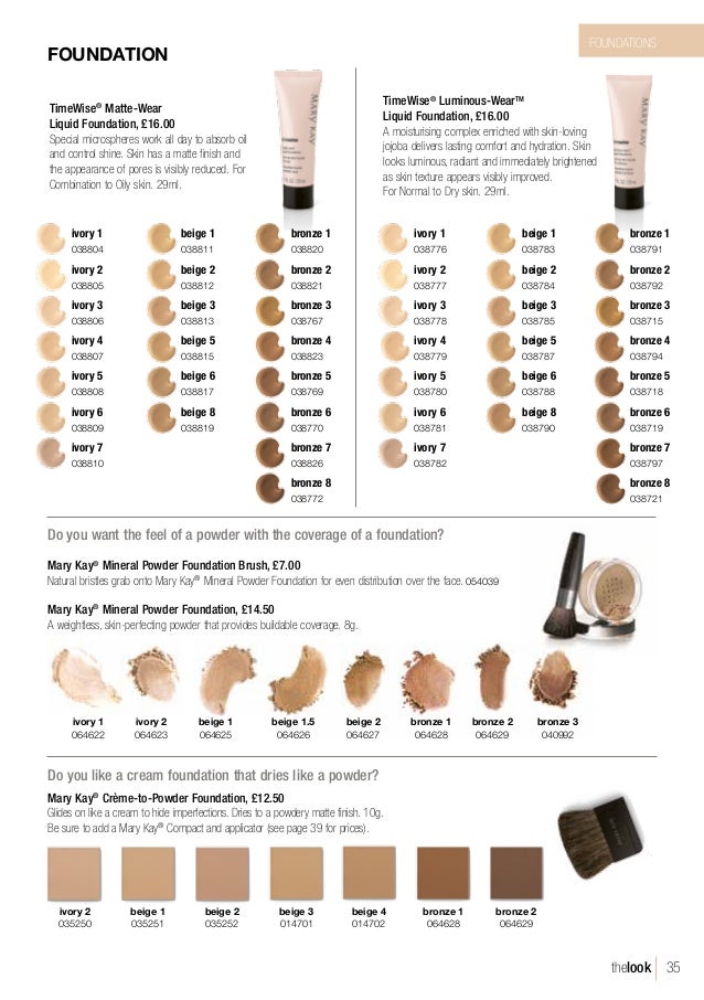 Mary Timewise Luminous Wear Liquid Foundation Color Chart
