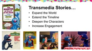 Transmedia Stories…
• Expand the World
• Extend the Timeline
• Deepen the Characters
• Increase Engagement
 