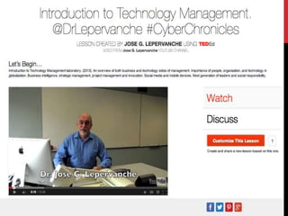 TED-Ed, TED and TEDx  Talks to Enhance Classroom  Learning Experience. Dr. Jose G. Lepervanche