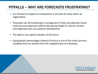 FORECASTING - BEST PRACTICES
Using volume and other comprehensive drivers throughout the organization facilities a better
...