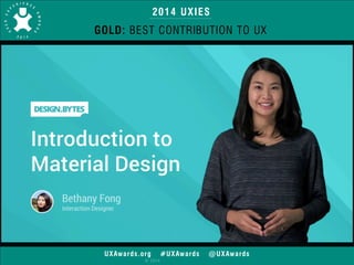 2014 UXIES 
GOLD: BEST CONTRIBUTION TO UX 
UXAwards.org #UXAwards @UXAwards 
© 2014 
 