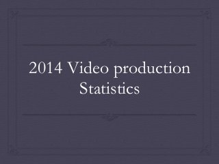 2014 Video production
Statistics
 