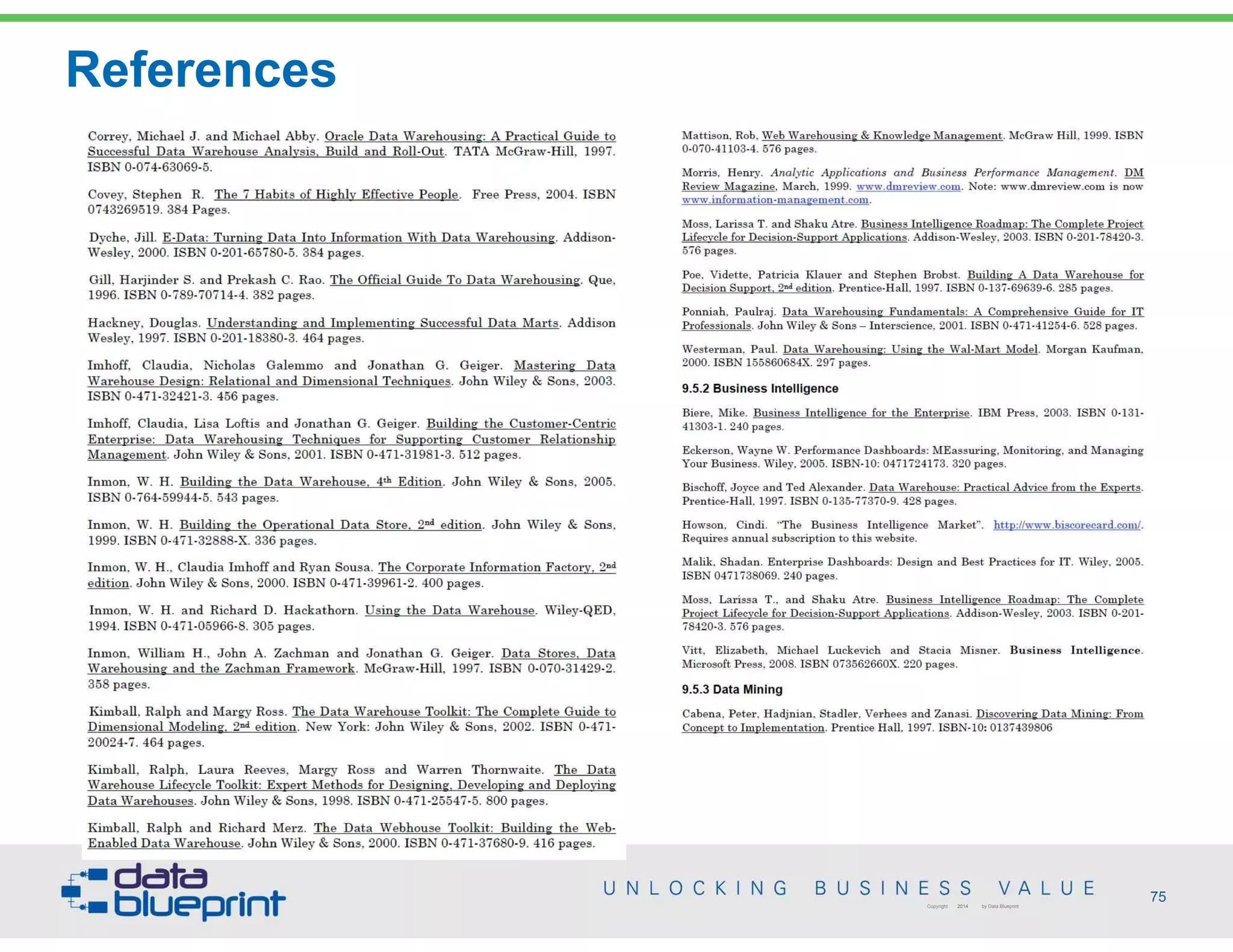 References
75Copyright 2014 by Data Blueprint
 