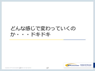 17Copyright © NTT Communications Corporation. All right reserved.
どんな感じで変わっていくの
か・・・ドキドキ
17
 
