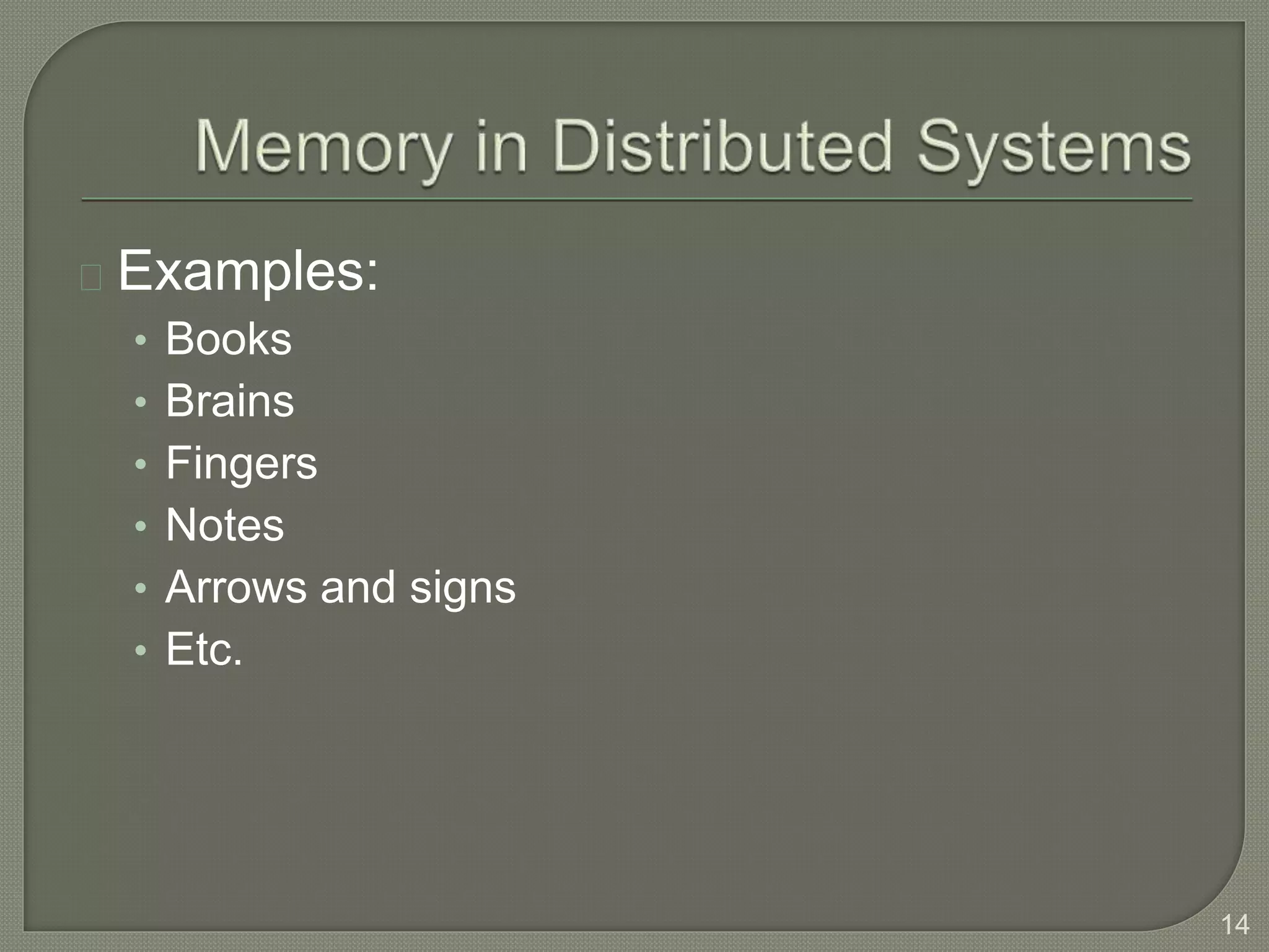 Examples:
• Books
• Brains
• Fingers
• Notes
• Arrows and signs
• Etc.
14
 