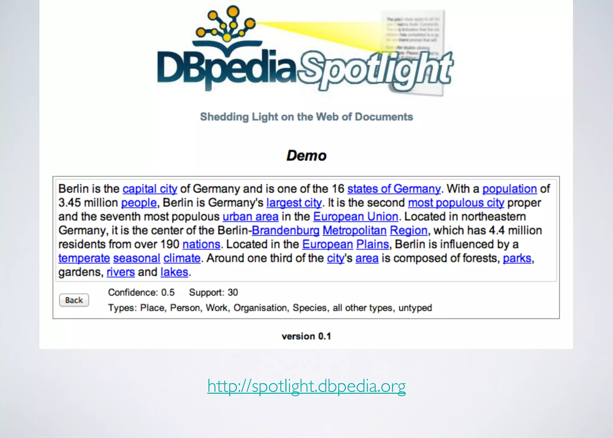 http://spotlight.dbpedia.org
 