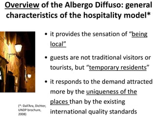 Business innovations for ‘community-based tourism’ development in rural areas: “the case of ‘Albergo Diffuso’”