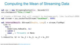 Learn more about Advanced Analytics at http://www.alpinenow.com
Computing the Mean of Streaming Data
 