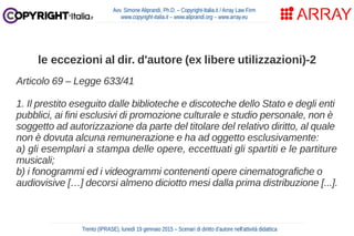 Scenari di diritto d'autore per l'attività didattica (Trento, 19-01-15)