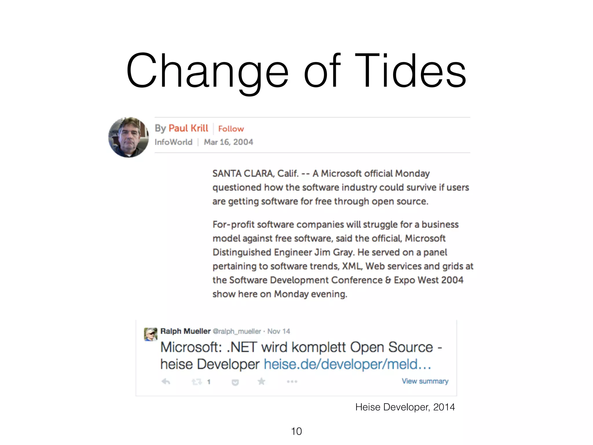 10
Change of Tides
Heise Developer, 2014
 
