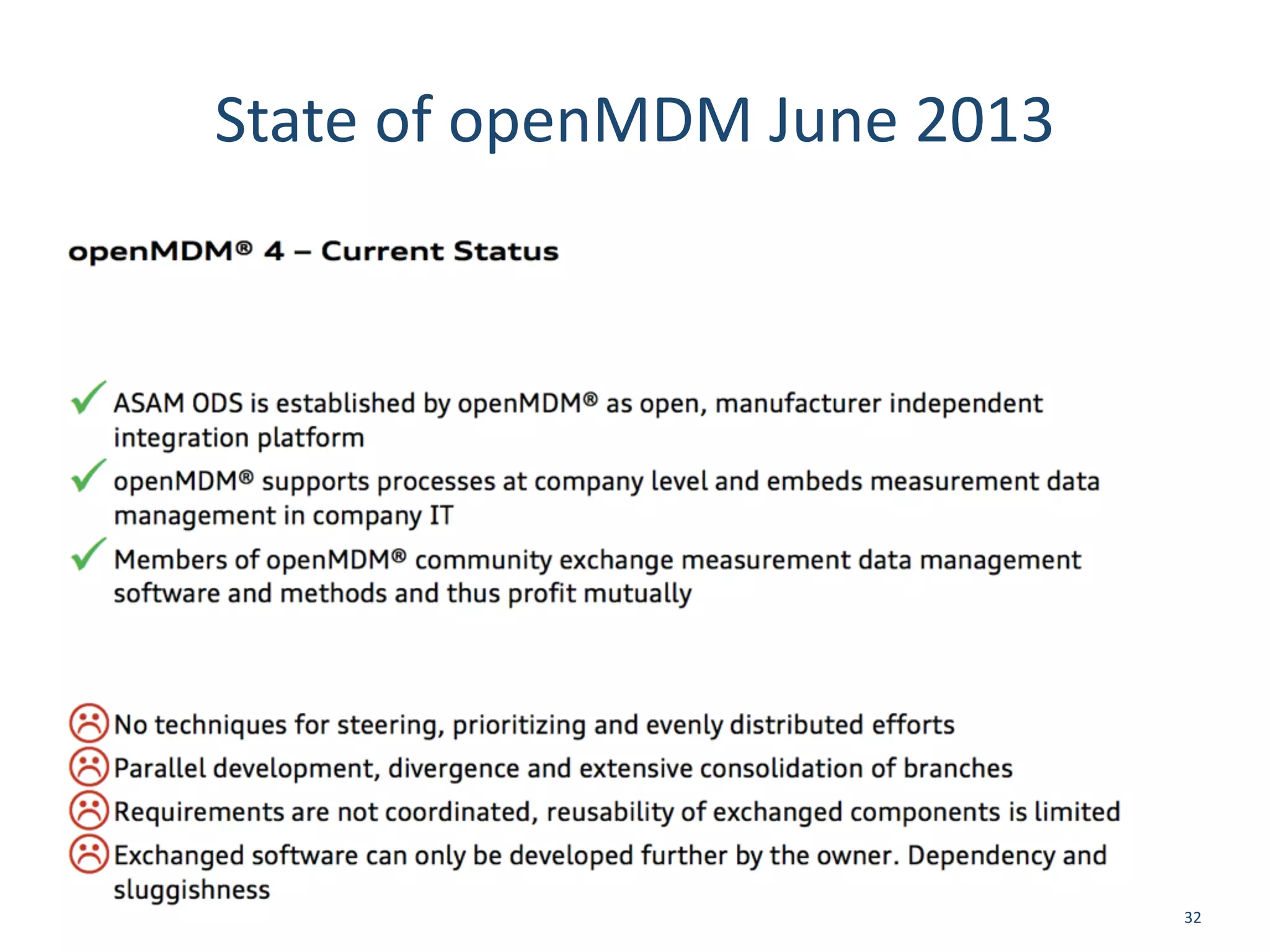 State	
  of	
  openMDM	
  June	
  2013
32
 