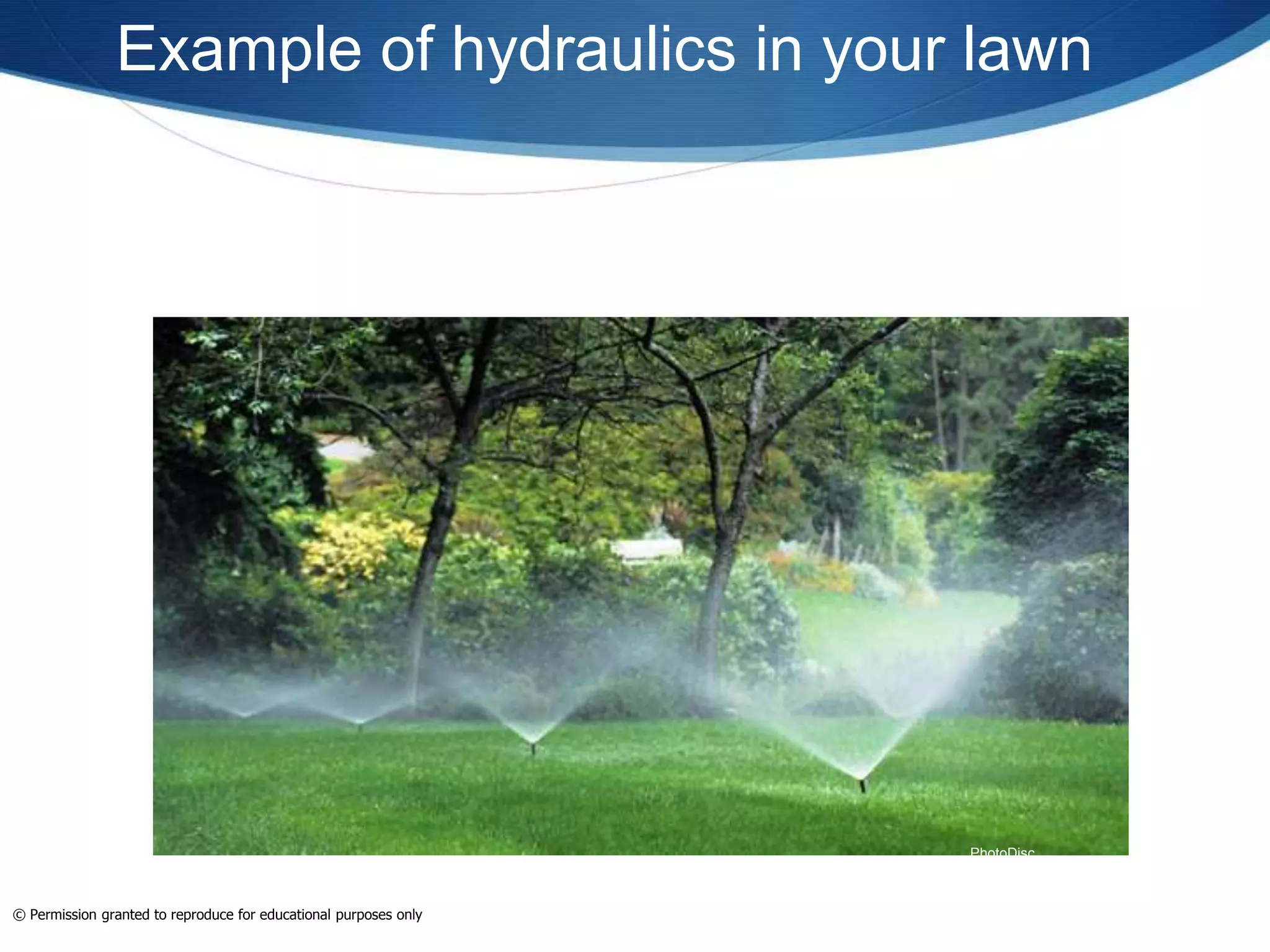 PhotoDisc
© Permission granted to reproduce for educational purposes only
Example of hydraulics in your lawn
 