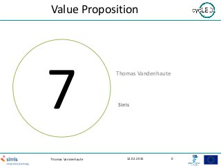 Value Proposition
12.02.2015Thomas Vandenhaute 0
7
Thomas Vandenhaute
Sirris
 