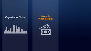 31
Organize for Trade
Invest in
What Matters
 