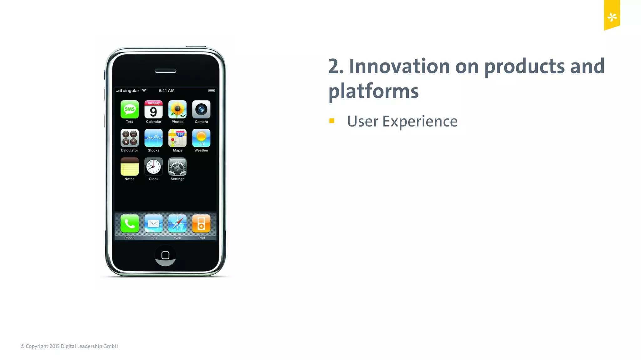 © Copyright 2015 Digital Leadership GmbH 48
2. Innovation on products and
platforms
!  User Experience
 