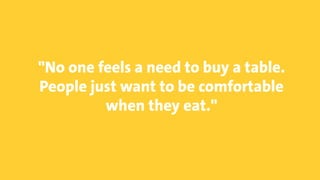 © Copyright 2015 Digital Leadership GmbH 65
"No one feels a need to buy a table.
People just want to be comfortable
when they eat."
 