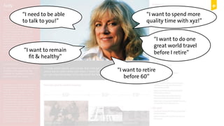 © Copyright 2015 Digital Leadership GmbH 66
“I want to do one
great world travel
before I retire”
“I want to spend more
quality time with xyz!”
“I need to be able
to talk to you!”
“I want to remain
fit & healthy”
“I want to retire
before 60”
 