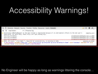 Chrome Accessibility
Developer Tools
http://dir.kg/chrome.a11y.tools
 