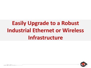Easily Upgrade to a Robust
Industrial Ethernet or Wireless
Infrastructure
 