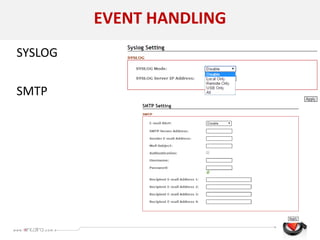 EVENT HANDLING
SYSLOG
SMTP
 