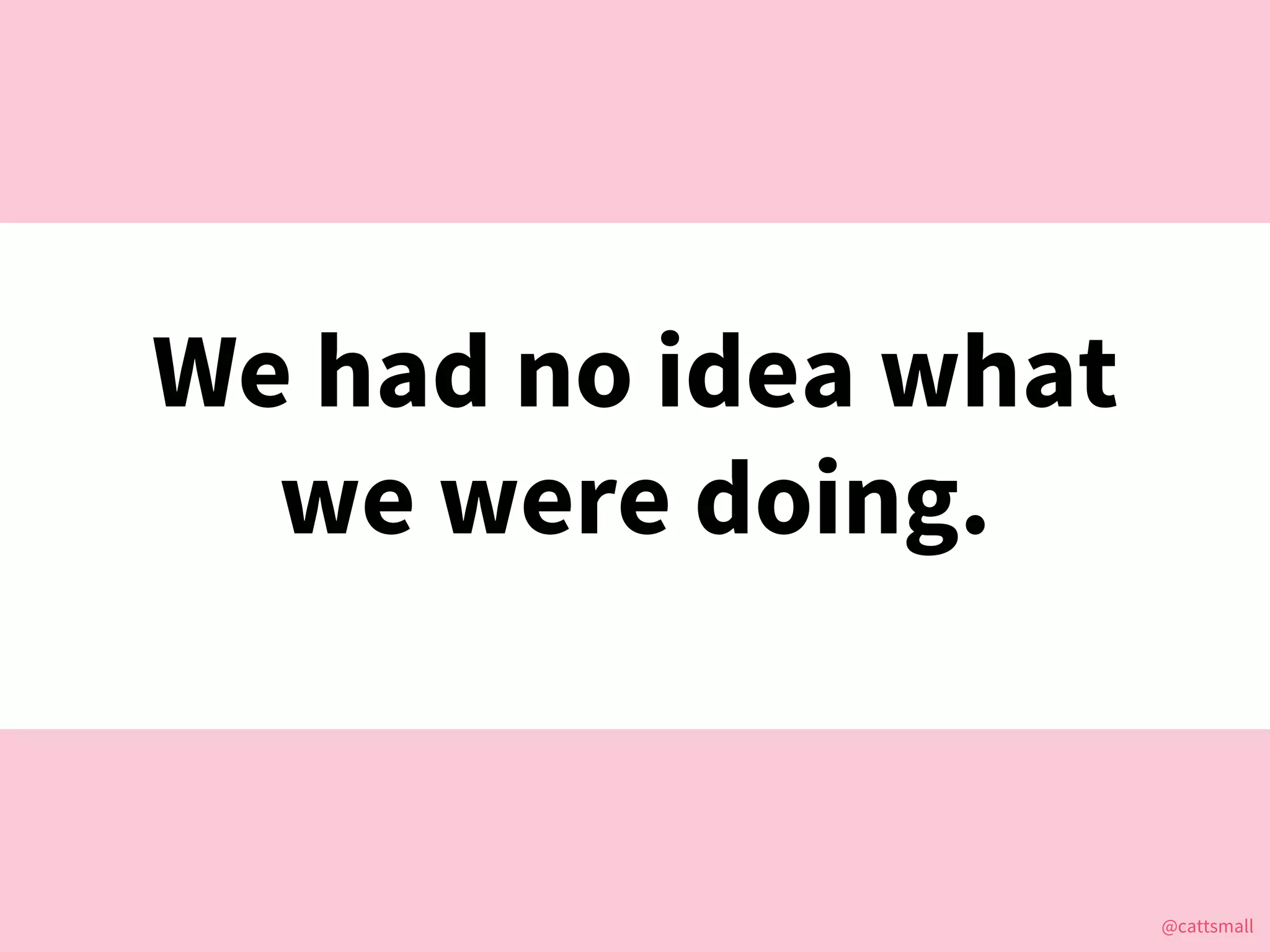 @cattsmall@cattsmall
We had no idea what
we were doing.
 