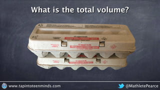 @MathletePearcewww.tapintoteenminds.com
What is the total volume?
 